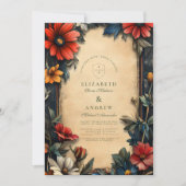 Victoriaans Floral Art Nouveau bruiloft Kaart (Voorkant)