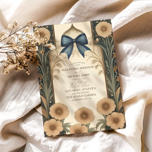 Victoriaans  Floral Art Nouveau bruiloft Kaart