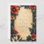 Victoriaans Floral Art Nouveau bruiloft Save The Date (Voorkant)