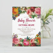  Victoriaans Floral Baby shower Invitation Kaart (Staand voorkant)