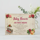  Victoriaans Floral Baby shower Invitation Kaart (Staand voorkant)