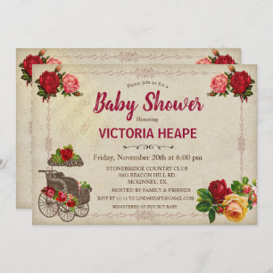  Victoriaans Floral Baby shower Invitation Kaart