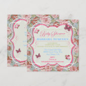 Victoriaans "Floral Baby Shower"-uitnodigingen Kaart (Voorkant / Achterkant)