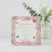 Victoriaans "Floral Baby Shower"-uitnodigingen Kaart (Staand voorkant)