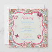 Victoriaans "Floral Baby Shower"-uitnodigingen Kaart (Achterkant)