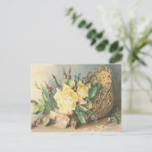 Victoriaans Floral Basket of  gele rozen Briefkaart (Staand voorkant)