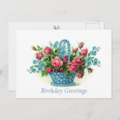 Victoriaans Floral Birthday Greetings Briefkaart (Voorkant / Achterkant)