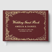  Victoriaans Floral Bourgondische bruiloft Gastenboek (Voorkant)