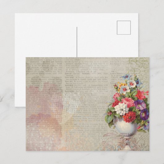 Victoriaans Floral Briefkaart (Voorkant / Achterkant)