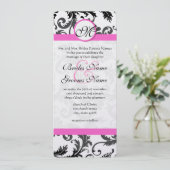 Victoriaans Floral Damask Swirls Wedding Invitatio Kaart (Staand voorkant)