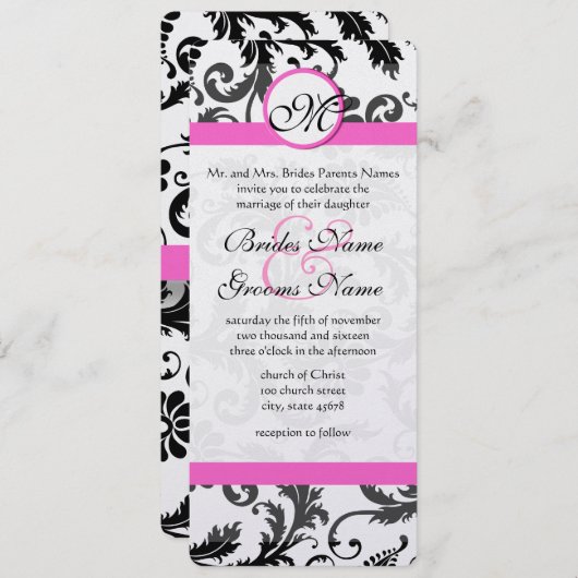 Victoriaans Floral Damask Swirls Wedding Invitatio Kaart (Voorkant / Achterkant)