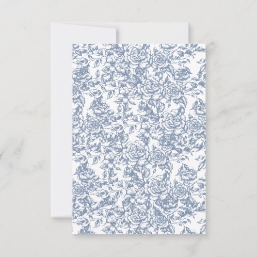 Victoriaans Floral Dusty Blue Franse bruiloft Save The Date (Achterkant)