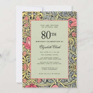 Victoriaans Floral Elegant  80th Birthday Kaart