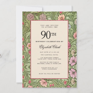 Victoriaans Floral Elegant 90th Birthday Kaart