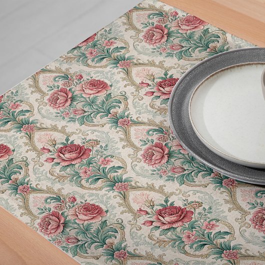 Victoriaans Floral Fantasy Exquisite Damask Design Lange Tafelloper