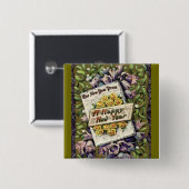 Victoriaans Floral  Gelukkig Nieuwjaar Pin Button (Voorkant /achterkant)