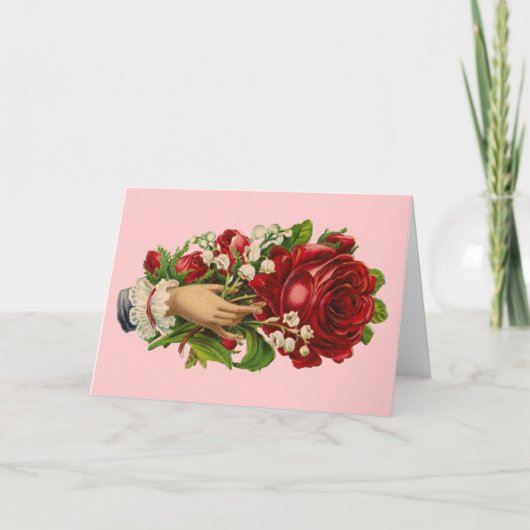 Victoriaans Floral Hand Kaart (Voorkant)