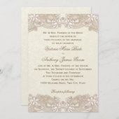 Victoriaans Floral Lace Design Wedding Kaart (Voorkant / Achterkant)