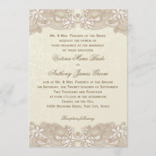 Victoriaans Floral Lace Design Wedding Kaart