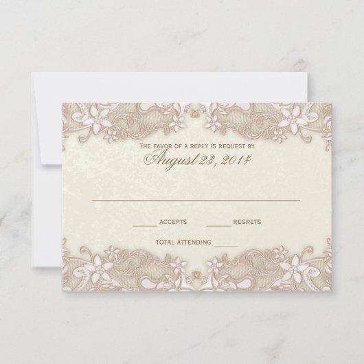 Victoriaans Floral Lace Response Kaart (Voorkant)
