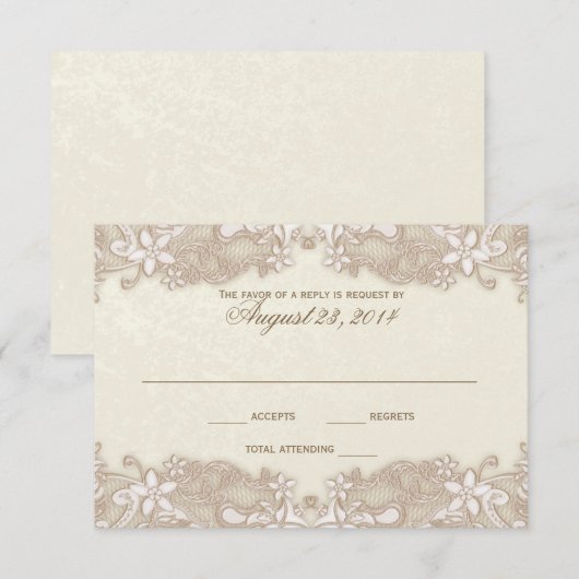 Victoriaans Floral Lace Response Kaart (Voorkant / Achterkant)