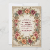 Victoriaans  Floral Lijst bruiloft Kaart (Voorkant)