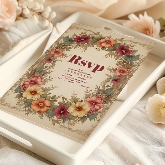 Victoriaans  Floral Lijst bruiloft RSVP Kaartje