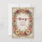 Victoriaans  Floral Lijst bruiloft RSVP Kaartje (Voorkant)