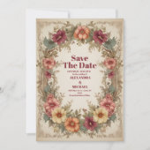 Victoriaans  Floral Lijst bruiloft Save The Date (Voorkant)