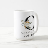Victoriaans Floral Monogram C met naam Koffiemok (Voorkant rechts)