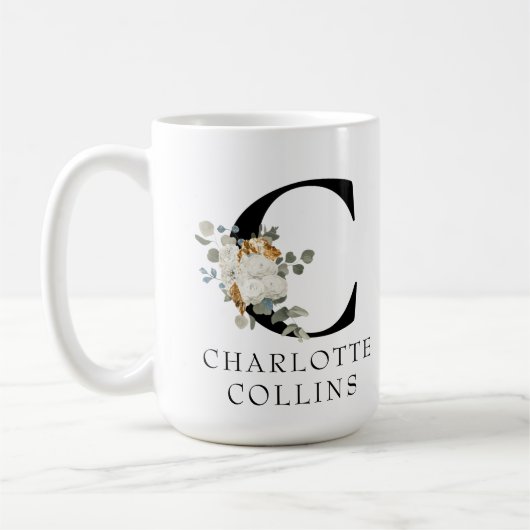Victoriaans Floral Monogram C met naam Koffiemok (Links)