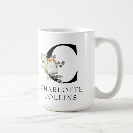 Victoriaans Floral Monogram C met naam Koffiemok (Rechts)