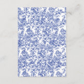 Victoriaans Floral Navy Blue Franse bruiloft Informatiekaartje (Achterkant)