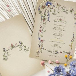  Victoriaans Floral Ornamenten Wedding Folie Uitnodiging