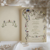  Victoriaans Floral Ornamenten Wedding Folie Uitnodiging