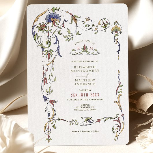  Victoriaans Floral Ornamenten Wedding Invitat Kaart