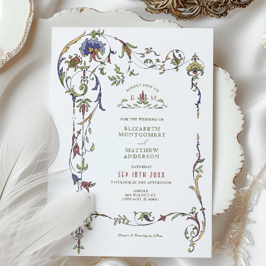  Victoriaans Floral Ornamenten Wedding Invitat Kaart