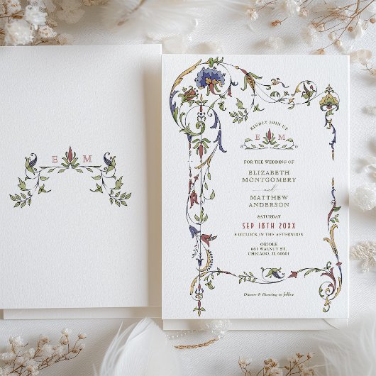  Victoriaans Floral Ornamenten Wedding Invitat Kaart