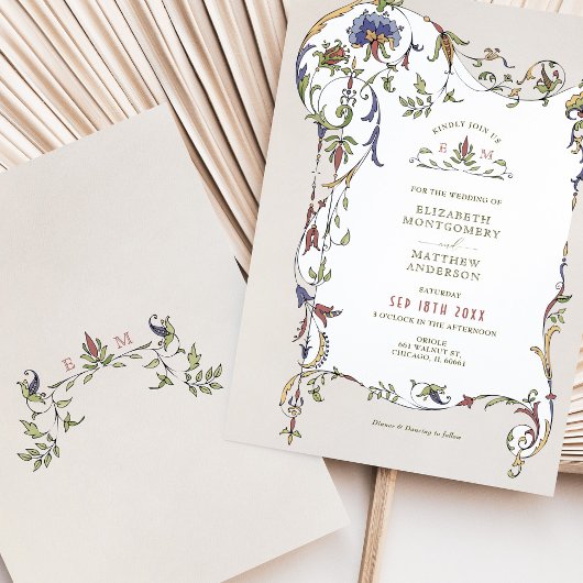  Victoriaans Floral Ornamenten Wedding Kaart