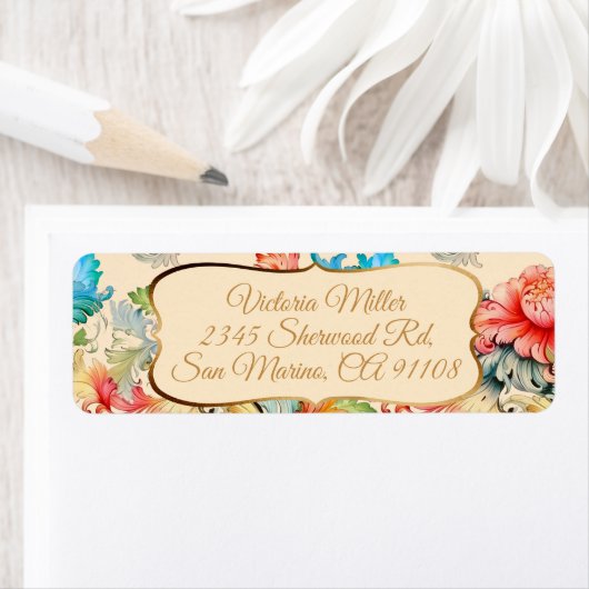 Victoriaans  Floral Patroon Etiket (Insitu)