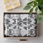Victoriaans Floral Patroon Naadloos zwart wit Tissuepapier (Geschenk)