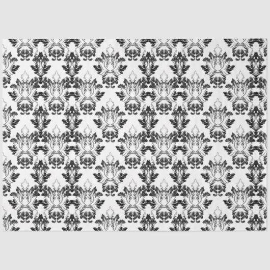 Victoriaans Floral Patroon Naadloos zwart wit Tissuepapier (Voorkant)