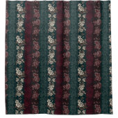 Victoriaans Floral Pattern Burgundy & Green Douchegordijn (Voorkant)