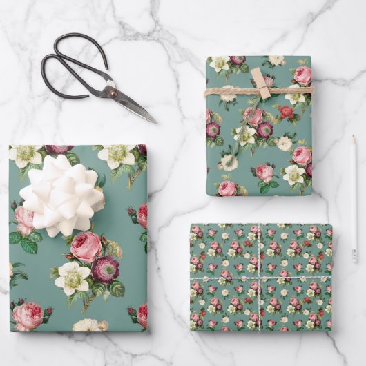 Victoriaans Floral Pattern Chic Inpakpapier Vel (Voorkant)