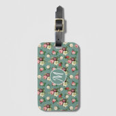  Victoriaans Floral Pattern Chic Monogramed Bagagelabel (Voorkant (verticaal))