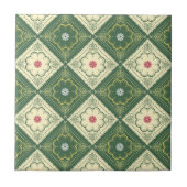 Victoriaans Floral Pattern - Ivory and Green Tegeltje (Voorkant)