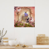  Victoriaans Floral Peacock Poster (Keuken)
