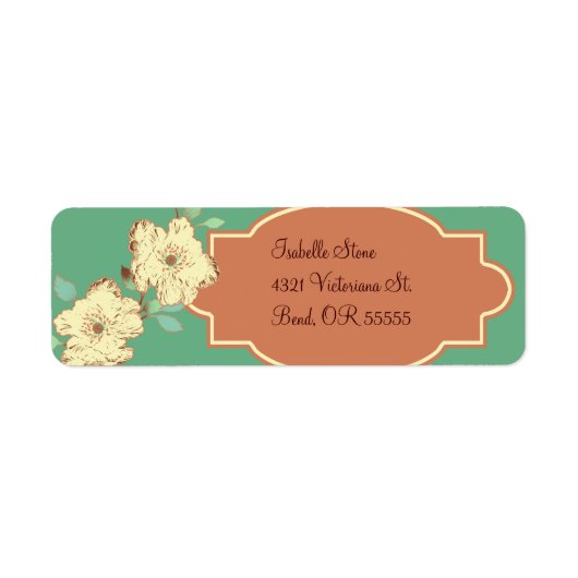 Victoriaans Floral retour adreslabel Etiket (Voorkant)