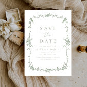 Victoriaans Floral Sage Green Franse bruiloft Save The Date