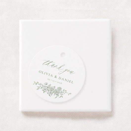 Victoriaans Floral Sage Green Receptie Wedding Bedankjes Labels